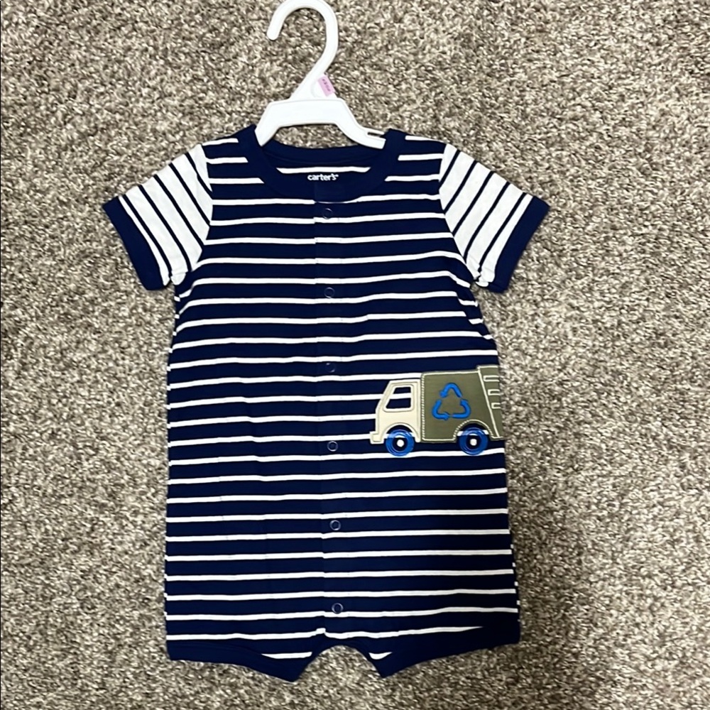 Carter's Navy Striped Baby Romper